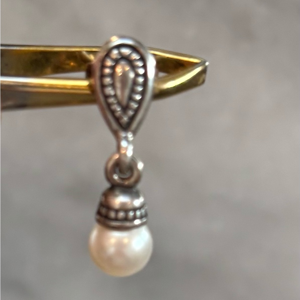 James Avery Silver and Pearl Teardrop Earring